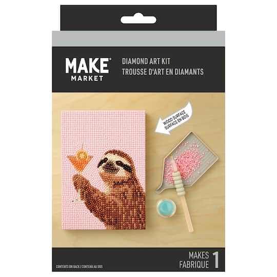 5" x 7" Cocktail Sloth Wood Plank Diamond Art Kit by Make Market®
